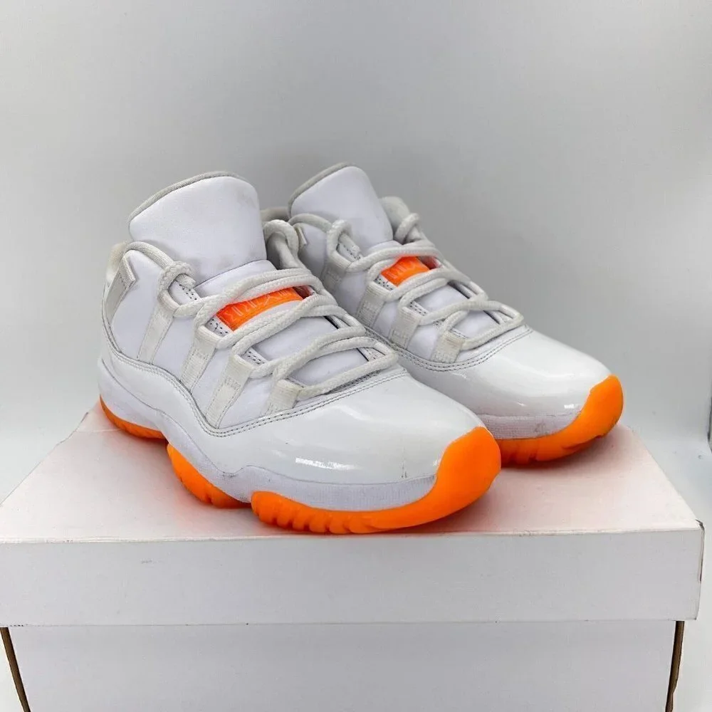 Nike Air Jordan 11 Retro Low White Bright Citrus Women Shoes AH7860-139 Size 6.5